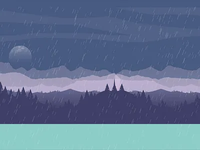 Walk under the rain after effects aftereffects animation character design duik flowers girl illustration moon motion motion design night rain umbrella video walk