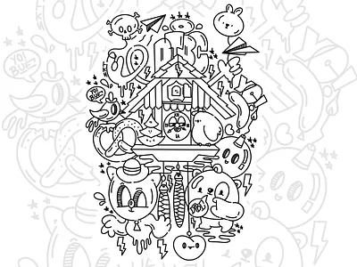 DTBC - downtown bomba crew color book blackandwhite character geballer colorbook cute happy kawaii sat schwarzweiss stickathing urban