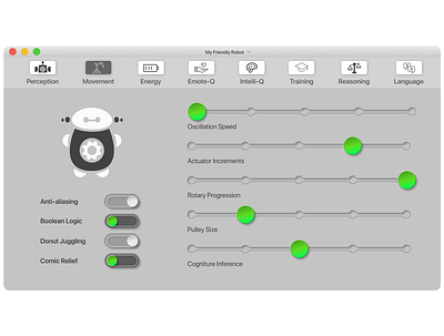 Daily UI Challenge #007: Settings dailyui dailyuichallenge design figma mac robot settings ui