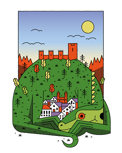 "La leyenda del Lagarto de Jaén" art editorial illustration flat flat illustration illustration jaen lizard nature spot illustration tale texture vector