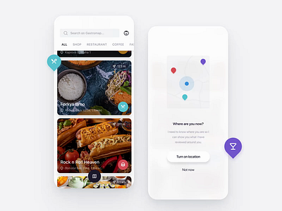 Gastromapa animation app clean design food food app food app design food map foodie foodies gastro gastronomy gastronomy app ios map minimal ui ux