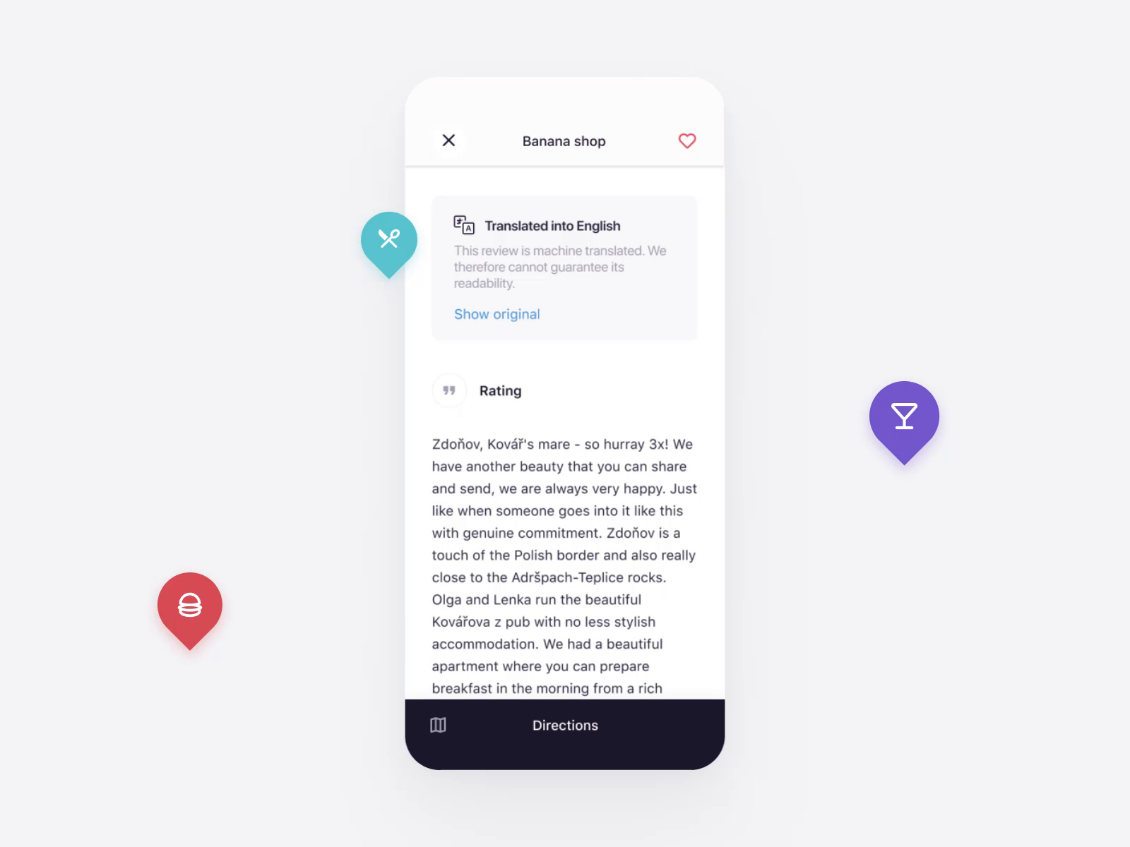 Example of Gastromapa - Translation feature