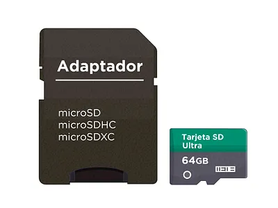 Tarjeta SD y adaptador accesorios para celular adaptador capacidad cámaras célulares diseño esquema ilustración tecnica memoria externa microsdxc móvil producto tarjeta sd ultra tecnología ultra