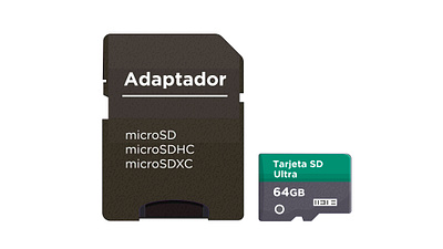 Tarjeta SD y adaptador accesorios para celular adaptador capacidad cámaras célulares diseño esquema ilustración tecnica memoria externa microsdxc móvil producto tarjeta sd ultra tecnología ultra