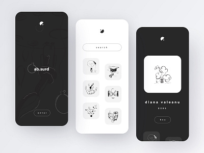 Abstract art app abstract app art artist black buy concept conceptual creative design dribbble ecommerce illustration list minimal search shop shot ui white