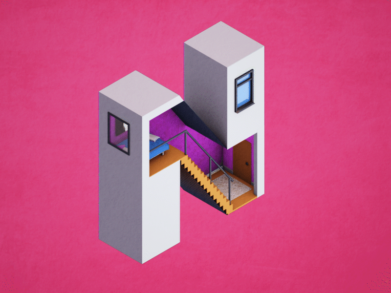 N 3d design animation design isometric mograph