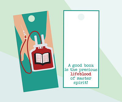 Bookmark_lifeblood back side blood book book lovers bookmark bookmarks lovers design feel feeling front side hand health illustration needle reading red