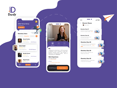 Darsly UI concept design education learning mobile ui online courses teacher ui