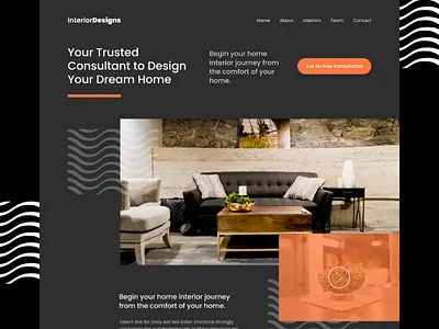 Interior Design Website art direction black theme branding creative design illustration interior design layout minimal responsive responsive design responsive layout typography ui ux web web design website wireframe wireframe design
