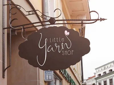 Little Yarn Shop signage boutique logo branding design logotype script lettering signage design yarn logo