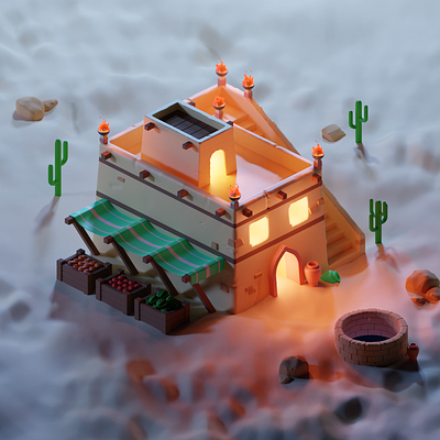 Isometric Desert Building 3d ar art blender desert illustration isometric low poly render vr