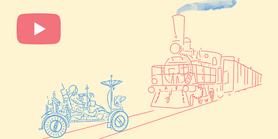 Moon Rover and Train (fragment) future illustration moon past rover space train