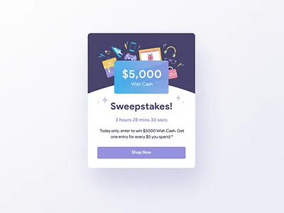 Sweepstakes app illustration mobile sale sweepstakes ui