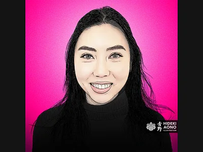 Jasmine P - Portrait Series digital drawing halftone hidekiaono icon illustration popart portrait sketch vector