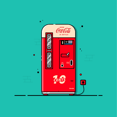 Old school Coca-Cola vending machine cocacola cocacola illustration cocacola vending machine flat illustration flat vector illustration vector