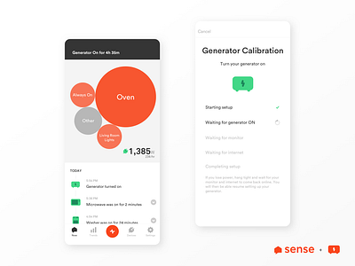 Sense + Generators connected home connected living electricity energy generator generators home integration mobile sense smart home stats ui