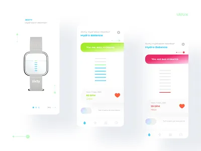 Sixty - Hydration Monitor design hydration hydrobalance minimalism monitor ui ux watch