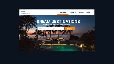 Dream Destinations Landing Page dailyui 003 dailyuichallenge design landingpage vacation