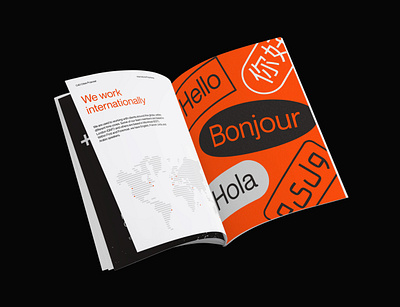 First and Foremost Proposal Layout book international languages magazine map minimal orange red typography world cup world map