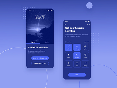 Graze Travelling App UI Kit adobe xd aesthetic app design flat mobile mobile app mobile app design mobile ui travel travel app travel app design ui ui design uiux user interface user interface ui