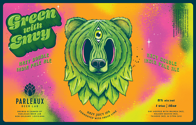 Green with Envy beer beer can design illustration new orleans procreate product design typography