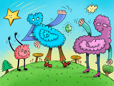 SpoonJamz and pals! blobs cartoon cloud comic digitalart illustration procreate star