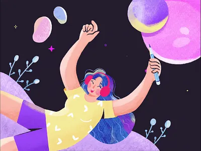 In the space 2danimation animation art characterdesign digitalart drawing flatillustration illustraion motion graphic sunday