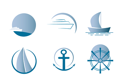 Boats anchor boat boat logo boats concept design gradient illustrator moon steering wheel vector water watercolor