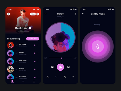 Music App - 03 clean app design dark app dark mode dark ui music app music player playlist ui ux design uidesign