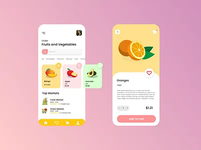 Grocery Shopping Mobile App add to cart ecommerce food food and drink food app food delivery food delivery app food order fruit fruits grocery mobile mobile app mobile design mobile ui product design shop shopping vegetable vegetables