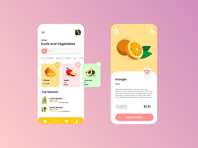 Grocery Shopping Mobile App add to cart ecommerce food food and drink food app food delivery food delivery app food order fruit fruits grocery mobile mobile app mobile design mobile ui product design shop shopping vegetable vegetables