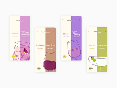 Calorie Crunch Mobile branding design drinks exercise health illustration logo minimal mobile ui ux