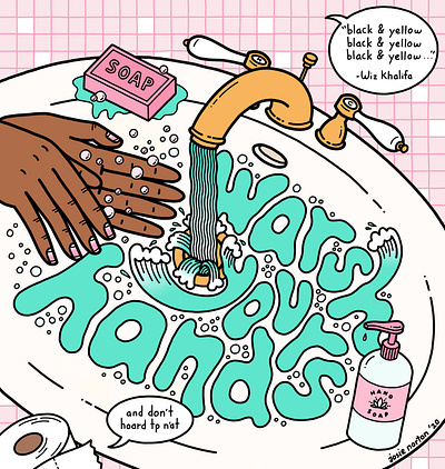 Warsh Your Hands digital hand washing illustration pittsburgh procreate yinzer