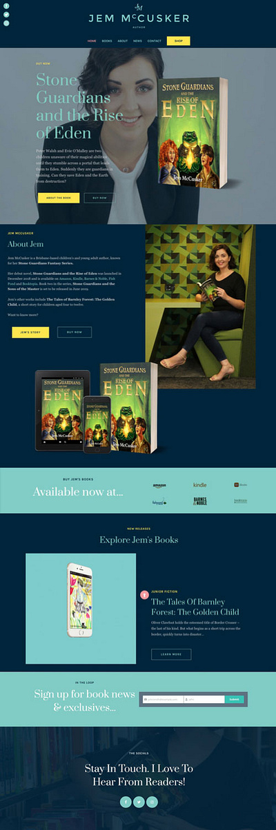 Website Design for Jem McCusker Author branding design website design