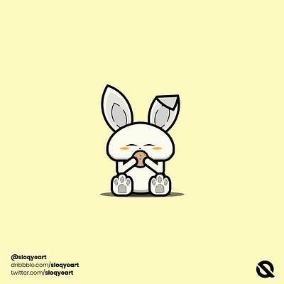 Cute Rabbit Eating Cookies animal app art branding cookies cute design eat eating icon illustration logo rabbit ui vector