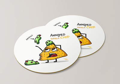 Annoyed Tortilla Chip animation branding coaster coaster design color concept design food illustration illustrator logo minimal typography ui vector