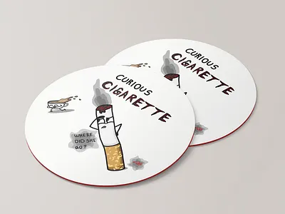 Curious Ciggarete animation branding character clean coaster coaster design color colorful design illustration illustrator logo minimal typography ux vector