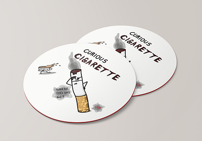 Curious Ciggarete animation branding character clean coaster coaster design color colorful design illustration illustrator logo minimal typography ux vector