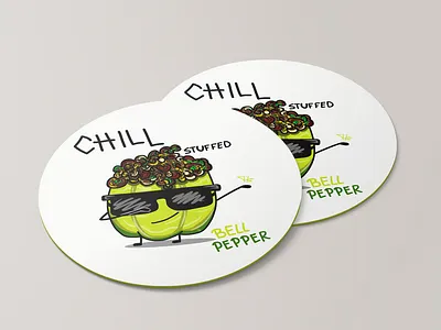 Chill Stuffed Bell Pepper animation branding chill clean coaster coaster design color design food illustration illustrator logo minimal typography ux vector