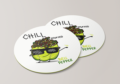 Chill Stuffed Bell Pepper animation branding chill clean coaster coaster design color design food illustration illustrator logo minimal typography ux vector