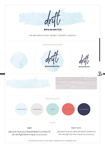 Drift Broadwater Brand Board branding design logo