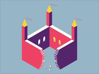 Crumbling Tower architecture building crumbling design falling isometric tower vector