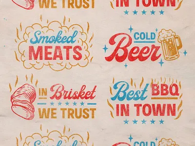 BBQ Lockups barbecue bbq beer brisket design graphic design illustration retro stamp texture travis pietsch typography vintage woodcut