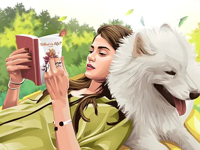 The Girl and Wolf cartoon cartoon face cartoon portrait girl illustration life portrait vector vector face vector portrait wolf