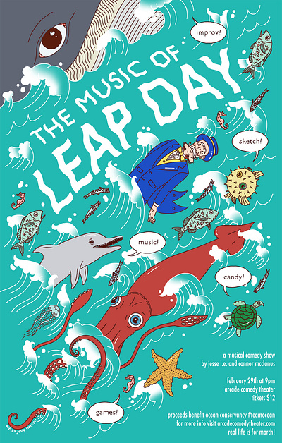 The Music of Leap Day illustration leap dave williams leap day ocean conservancy poster design print procreate