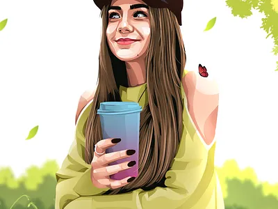 Life Chill cartoon cartoon face cartoon portrait character chill girl illustration life portrait vector vector face vector portrait vector trace