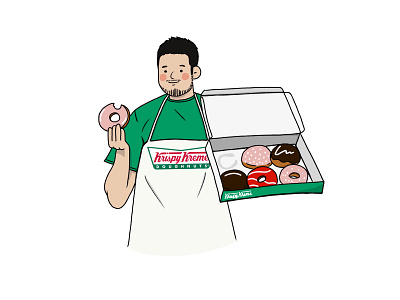 Krispy doughnuts staff boy design drawing illust illustration krispy kreme man mood staff