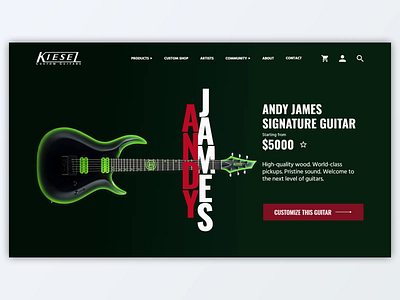 Kiesel Guitars - Andy James (animated UI concept) adobe xd after effects animation guitar guitars kiesel product page ui ui design