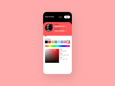 Profile Color Theme 100 days of ui 100daysofui color picker daily ui daily ui challenge dailyui dailyuichallenge edit profile mobile app mobile ui ui design