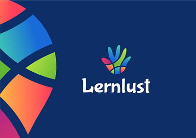 Lernlust logo child colorful education fimbird hand learn logo